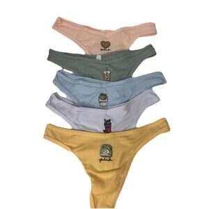 Victoria's Secret 5-Pack Logo Cotton Thong Panties  Size S